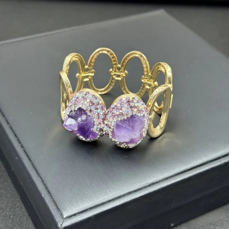NISHIZAWA Amethyst Earrings for Women Turkish Style Geometric Vintage Jewelry Light Luxury Fashion Elegant Aretes De Mujer