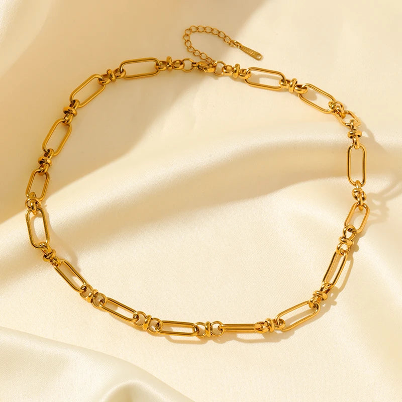 EILIECK 316L Stainless Steel Gold Color Chain Statement Necklace Bracelet For Women Charm Simple Jewelry Bijoux Jewelry Set Gift
