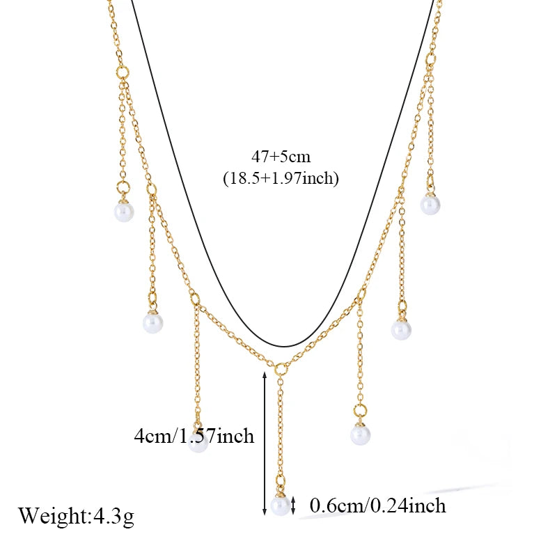 EILIECK 316L Stainless Steel Artificial Turquoise Pendant Necklace for Women Fashion Waterproof 2 Layer Neck Chain Jewelry Gift