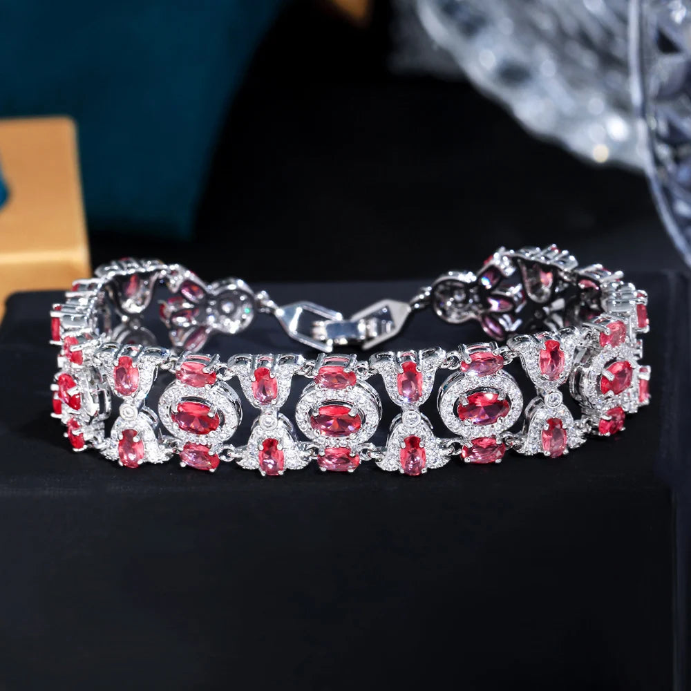 ThreeGraces High Quality Light Blue Cubic Zirconia Silver Color Elegant Link Chain Bridal Bracelet for Women Party Jewelry BR310