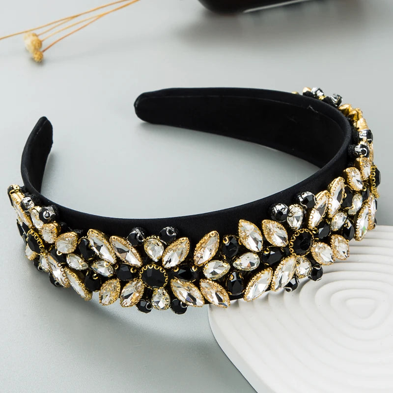 New Style Hair Band, Heavy Craftsmanship, Fashionable Baroque Rhine Stone Band, Women's Wide Brimmed Retro Hair Accessories