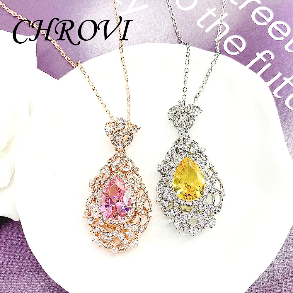 Luxury-Style 925 Sterling Silver Cherry Blossom Pink Zircon Necklace for Women - Retro Pendant Necklace