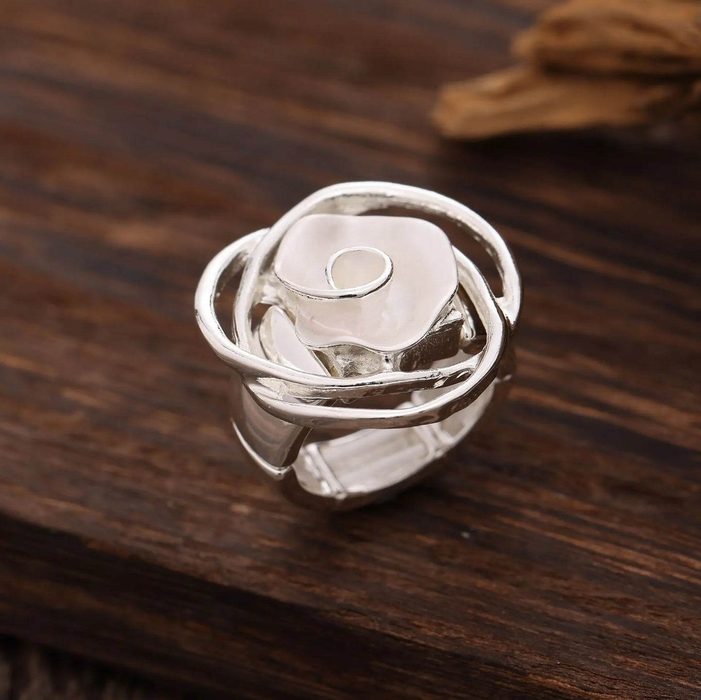 explosion Color oil rose flower elastic ring Fashion high sense Women's versatile rose ring