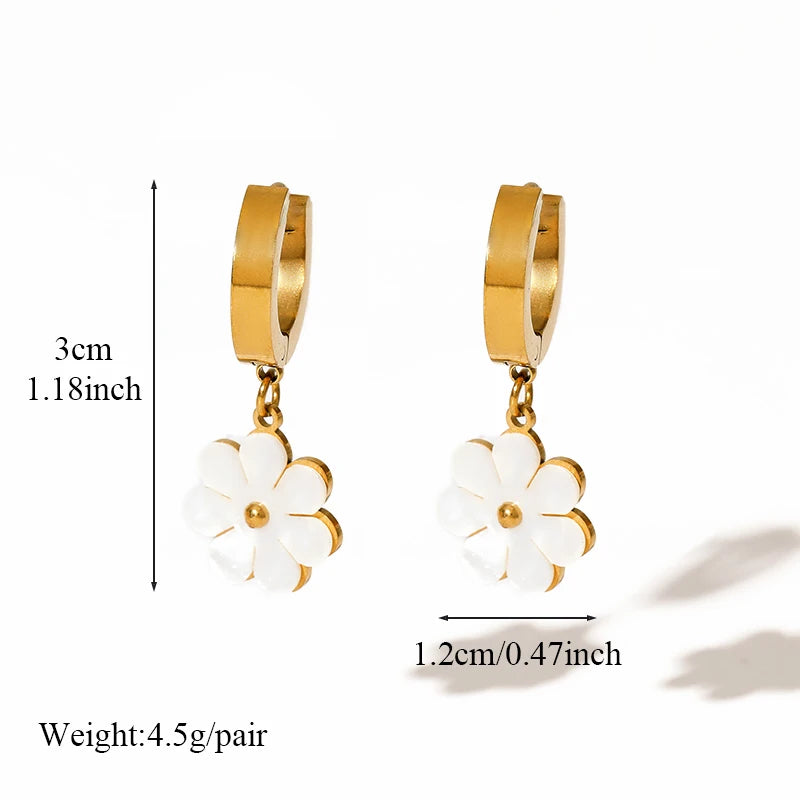 EILIECK 316L Stainless Steel Metal Flower Ear Dangle Piercing Earrings For Women Fashion New Jewelry Lady Gift Party сережки