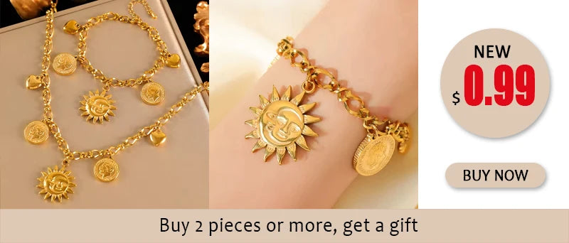 EILIECK 316L Stainless Steel Vintage Brown Beaded Pendant Necklace Bracelet Trendy For Women New Gift Waterproof Jewelry Set