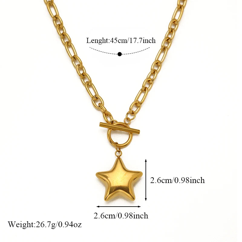 EILIECK 316L Stainless Steel Metal Cross Pendant Necklace For Women Trendy Gold Color OT Clasp Neck Chain Waterproof Jewelry
