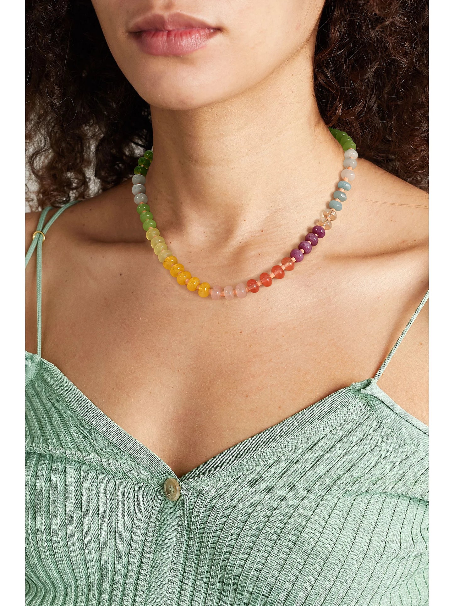 Badu Colorful Natural Stone Beads Necklaces for Women Bohomian Gemstone Beaded Choker Summer Beach Trendy Boho Jewelry Gift