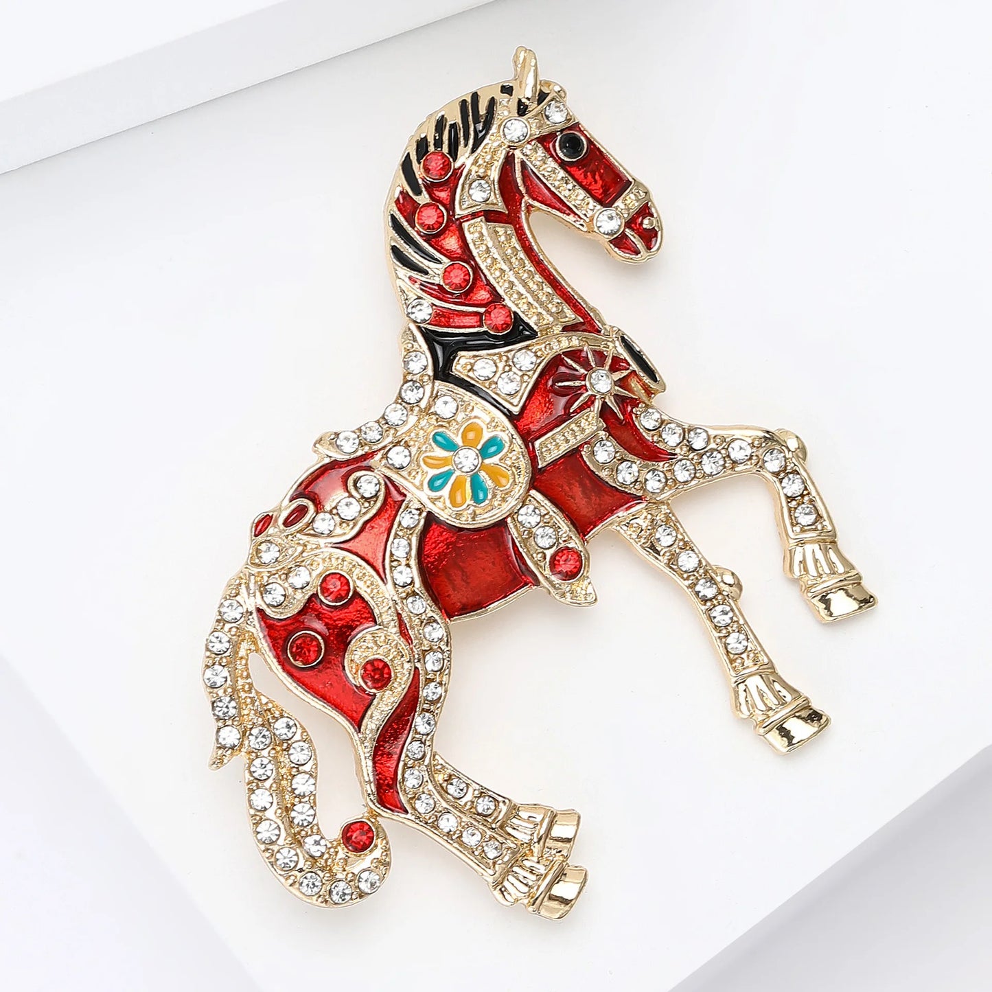 2025 NEW Christmas Horse Brooch French Romantic Tone Enamel Women's Bag Decoration Wedding Dress Hat Accessoriess