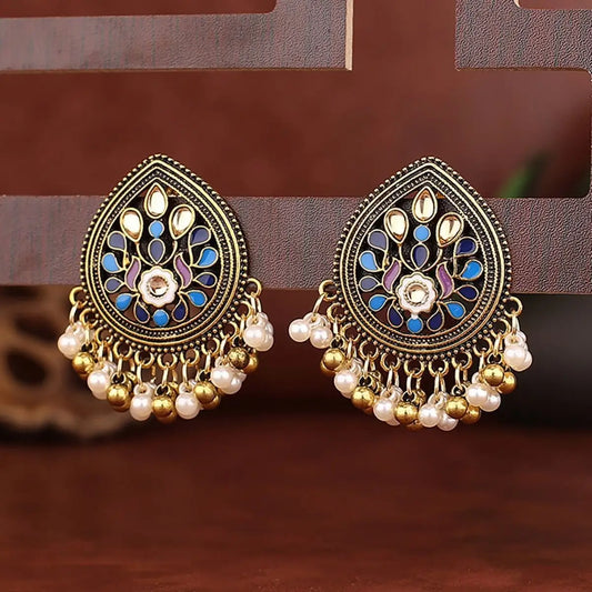 New Chinese Style Retro Elegance Palace Design High-End Earrings Jewelry Vintage Exotic Colorful Ear Adornments Gift