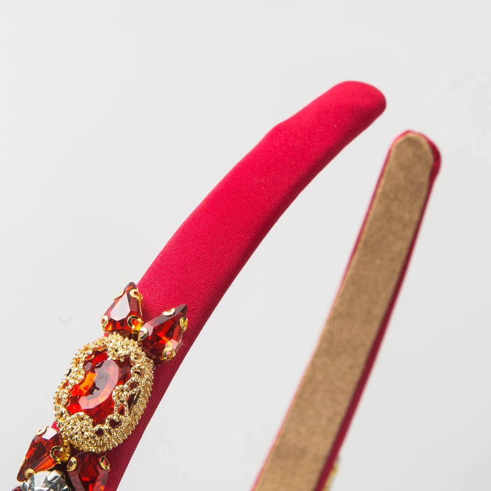 European and American Minimalist Retro Hair Hoop With Thin Edges Inlaid With Glass Drill Bit Hoop, Fashionable Party Headband