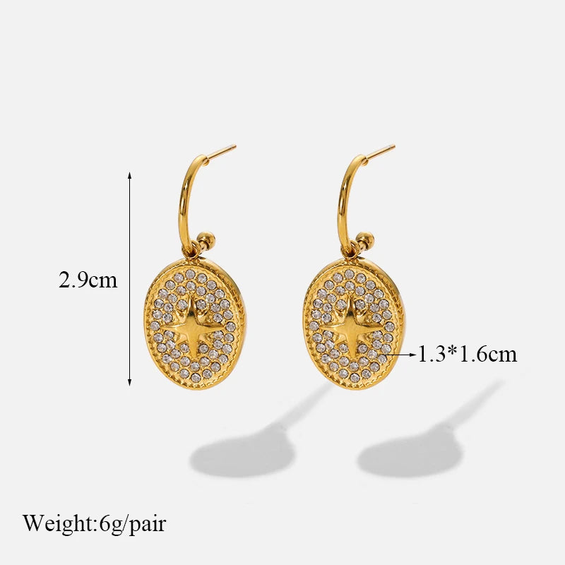 EILIECK 316L Stainless Steel Heart Eye Stone Small Earrings For Women 2024 New Fashion Ear Stud Waterproof Jewelry Gift Bijoux