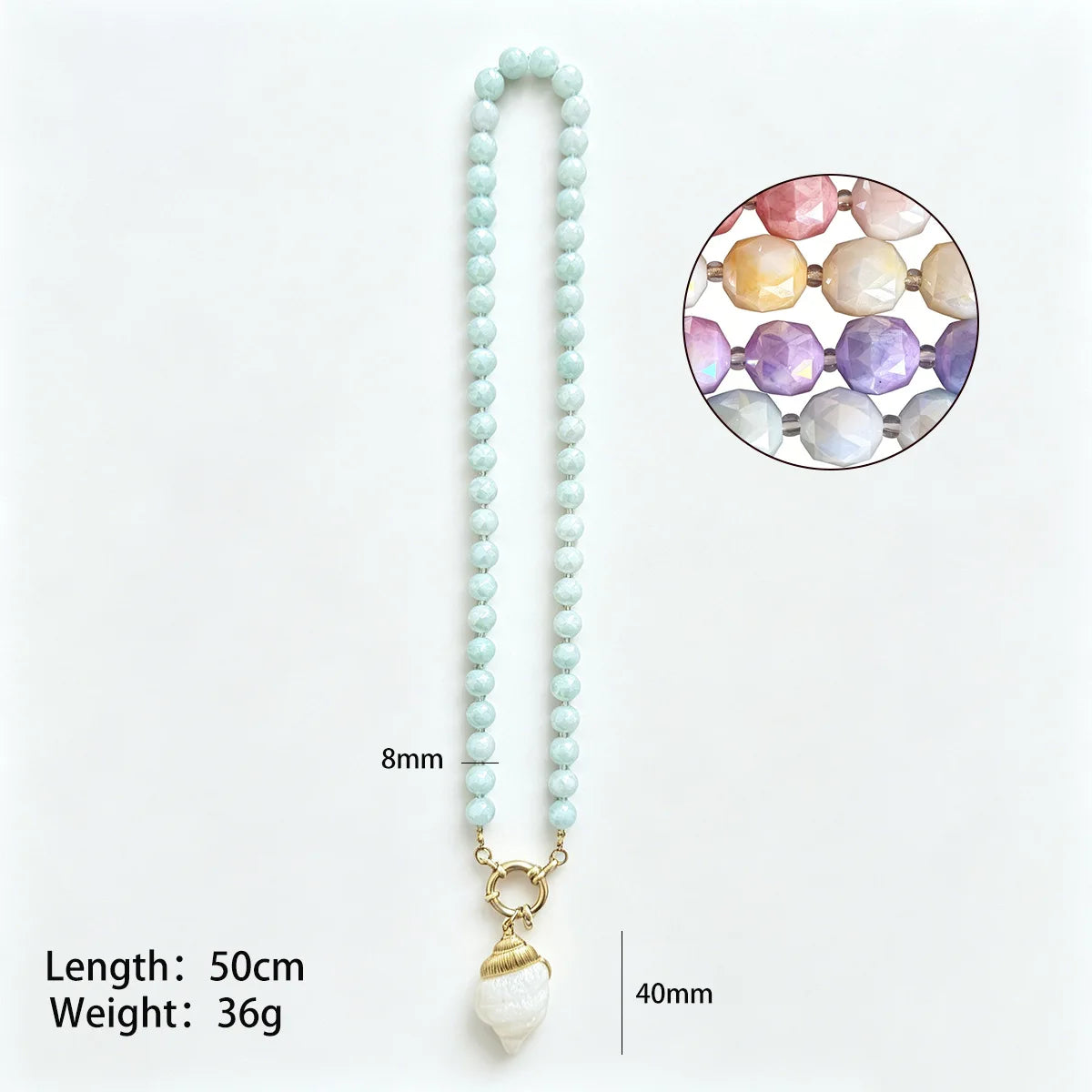 Summer Dopamine Handmade Bead Flower Ball Necklace Ocean Shell Seahorse Heart Pendant Charm Beach Jewelry Gift for Women