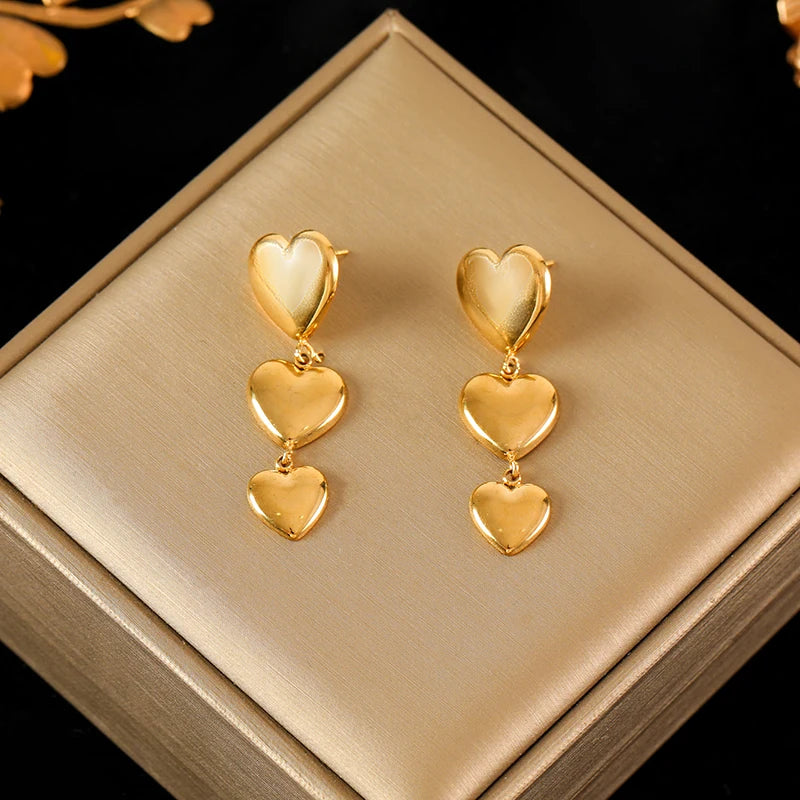 EILIECK 316L Stainless Steel Exaggerated Four-Leaf Flower Earrings For Women Girl Fashion Ear Jewelry Holiday Gift Bijoux Серьги