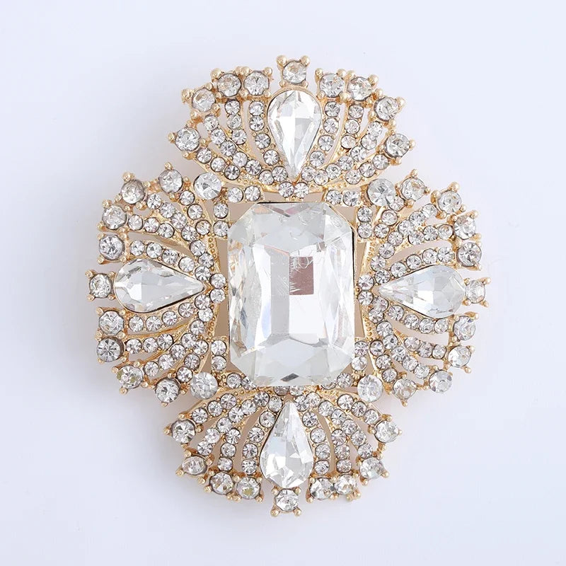Crystal Large Glass Brooches for Women Unisex Rhinestone Flower Pins Banquet Party Backpack Gifts Jewelry Accessories