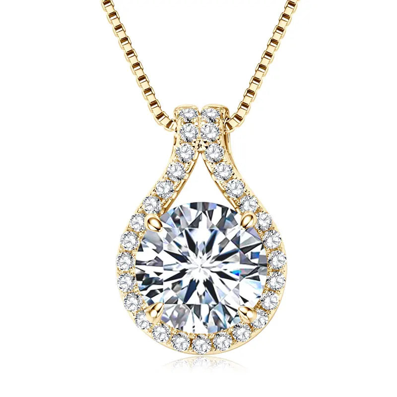 OXTAO Women's Real 925 Sterling Silver Water Drop Pendant 6.5mm 8mm 9mm D Color Moissanite Classic Necklaces Luxury Jewelry Gift