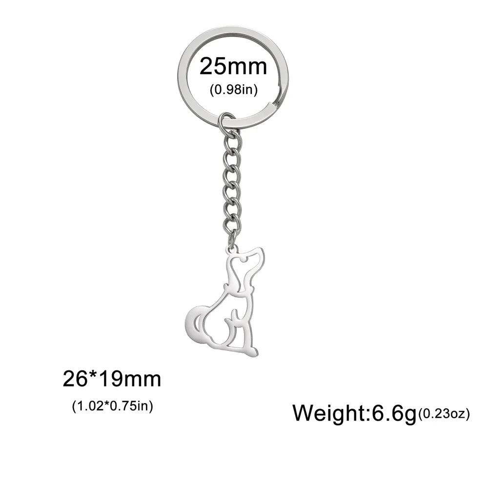 Cute Dog Samoye Keychain for Women Men Stainless Steel Dachshund Puppy Animal Lovers Key Ring for Car Backpack  Jewelry Gifts