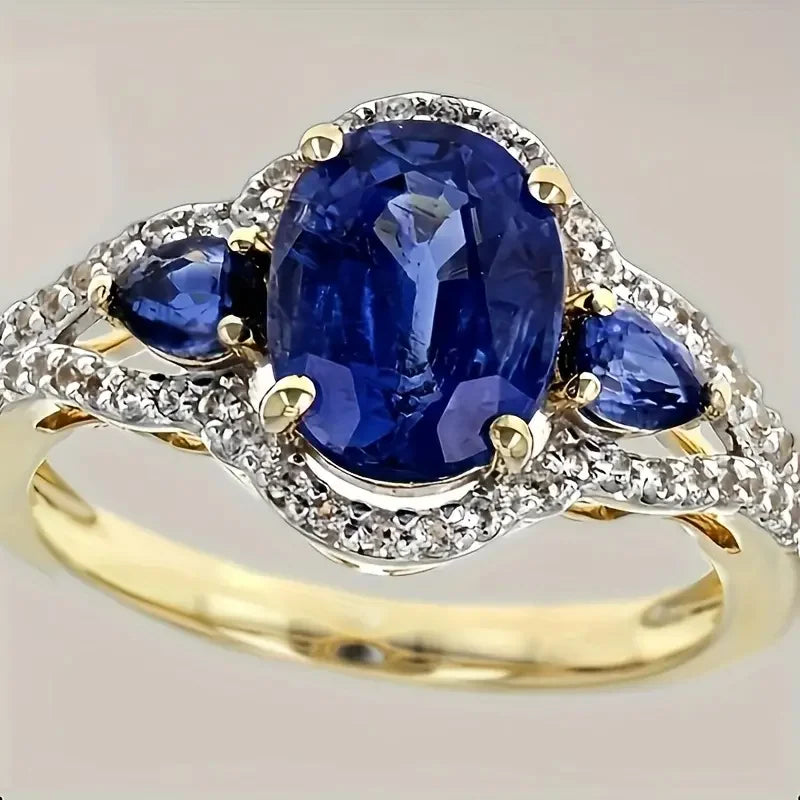 Luxury Prong Setting-Rings for Women Blue Emerald Sapphire Jewelry Wedding Engagement Ring Anniversary Gifts Wife