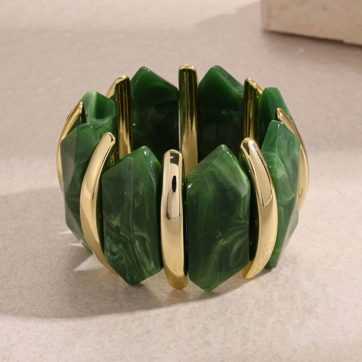 KMVEXO 10 Colors Smudging Bangle Geometric Wide Elastic Chunky Bracelets for Women Men Personality Acrylic Bracelet Hand Jewelry