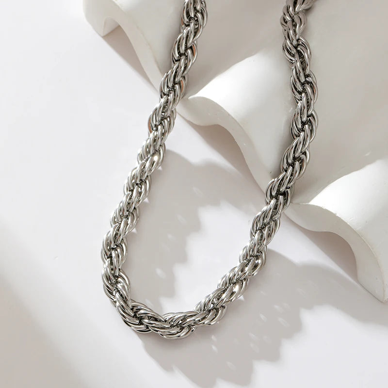 EILIECK 316L Stainless Steel Metal 8mm Chunky Chain Necklace For Women Trendy 18K Gold Plated Neck Chain Waterproof Jewelry Gift