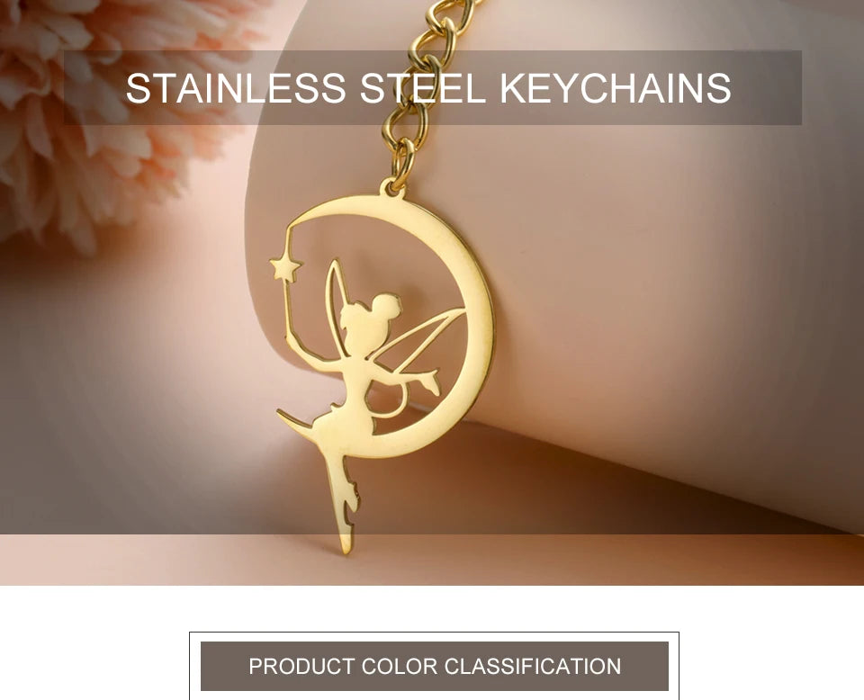 My Shape Fairy Keychain Creative Fantasy Elf Key Ring for Women  Stainless Steel Bag Car Keychain Fashion Jewelry Wholesale