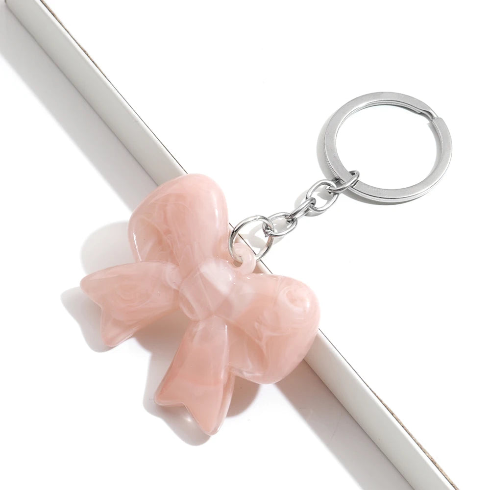 Trend Acrylic Colorful 3D Bowknot Keychains for Women Y2K Key Chain Bag Car Phone Pendant Accessories Gifts