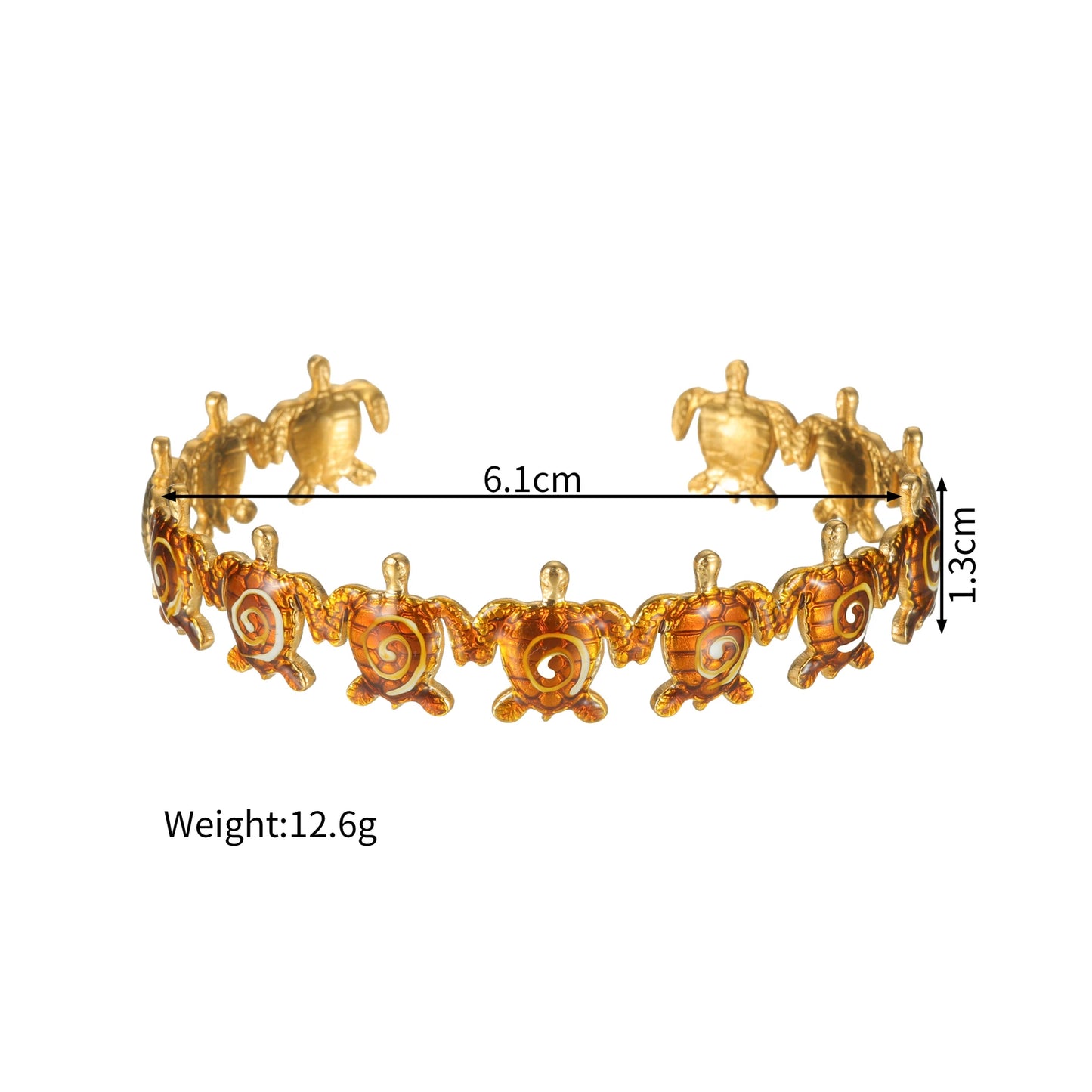 Freeteeme Multi-Color Oil-Dripping Sea Turtle Bangles for Women Men Stainless Steel Punk Open Bracelet Ocean Series Jewelry Gift