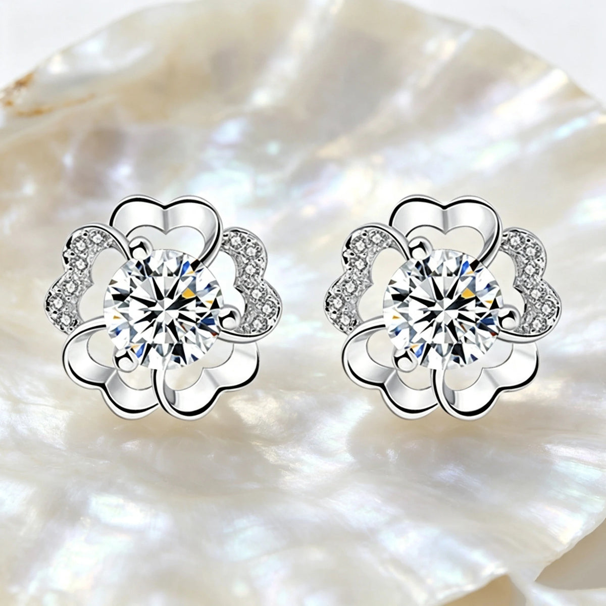 Luxury Charm Female White Purple Zircon Stone Fashion Stud Earrings Silver Color Wedding Jewelry For Women