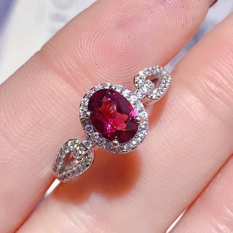925 Silver Gemstone Ring for Daily Wear 5mm*7mm Natural Garnet Ring with Certificate Genuine Pyrope Garnet Jewelry