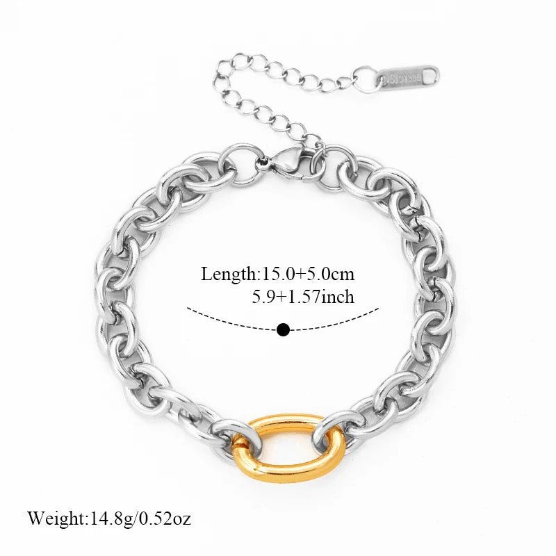 EILIECK 316L Stainless Steel Silver Color High Quality Metal Chain Necklace Bracelet Set Waterproof Popular Casual Jewelry Women
