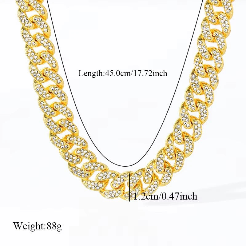 EILIECK Thick Cuban Zirconia Chain Necklace Bracelet Set For Women New Punk 18K Gold Plated Waterproof Jewelry Party Gift Bijoux