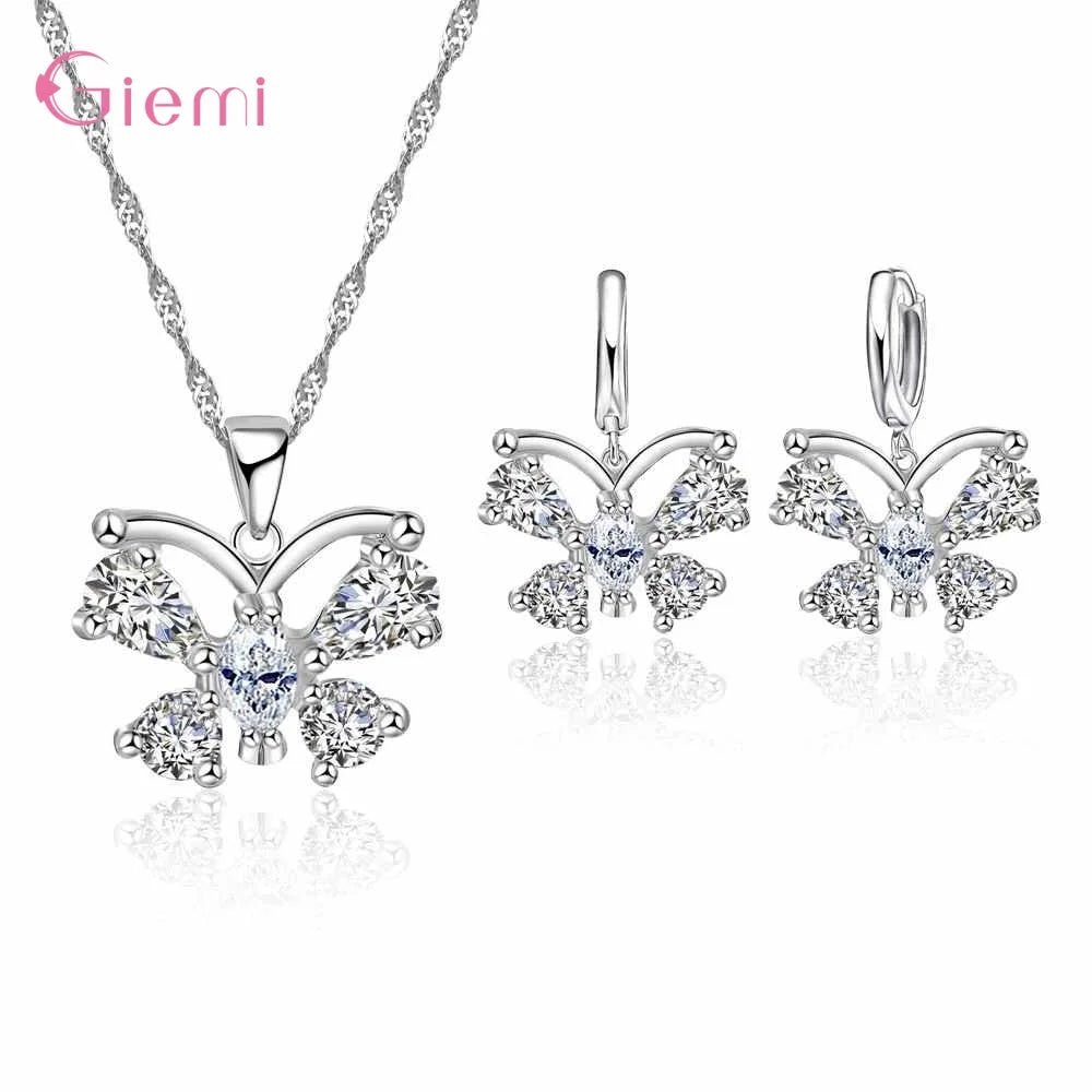 925 Silver Needle Jewelry Sets for Women Girls 34 Models Option Austrian Crystal Rhinestone Pearl Pendant Necklace Earrings