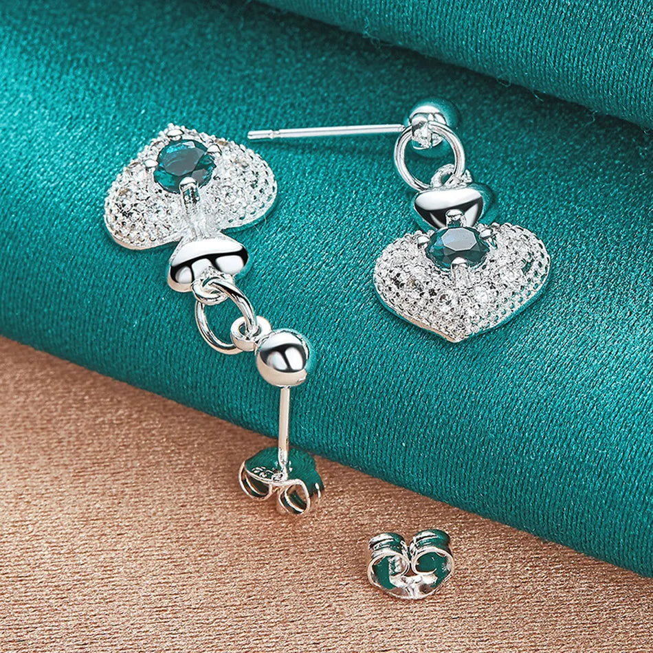 URMYLADY 925 Sterling Silver Heart Zircon Stud Earrings For Women Wedding Party Fashion Charm Jewelry