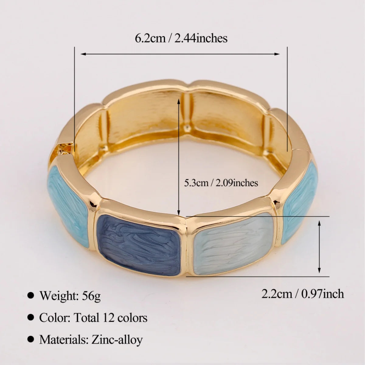 KMVEXO Exaggeration Blue Enamel Geometric Irregular Metal Bangle for Women Girl Summer Beach Vacations Bracelet 2026 NEW
