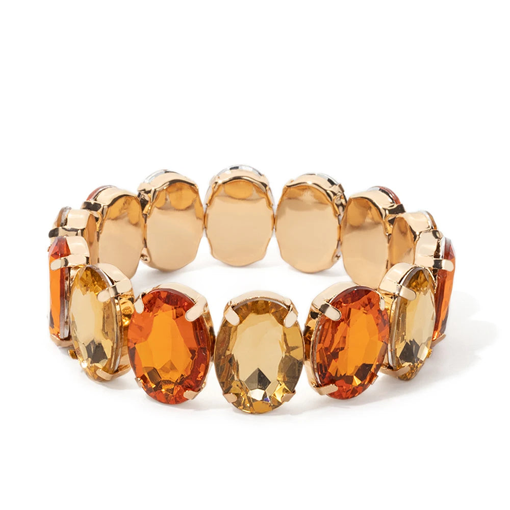 BEUTIFOR New Arrival 18mm Colorful Rhinestone Drop Bracelet for Women Gold Color Copper Prong Setting Crystal Jewelry