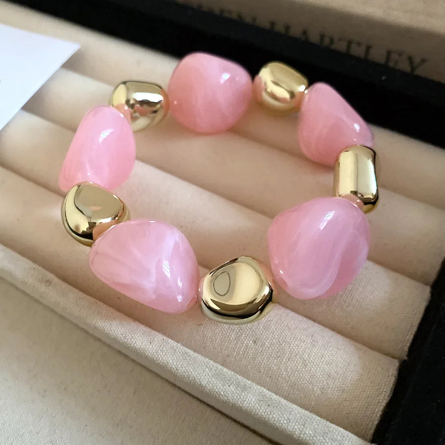 Acrylic Irregular Square Round Beaded Bracelets for Women Multicolor Bohemia Geometric Handmade Bangles Couple Jewelry Travel C