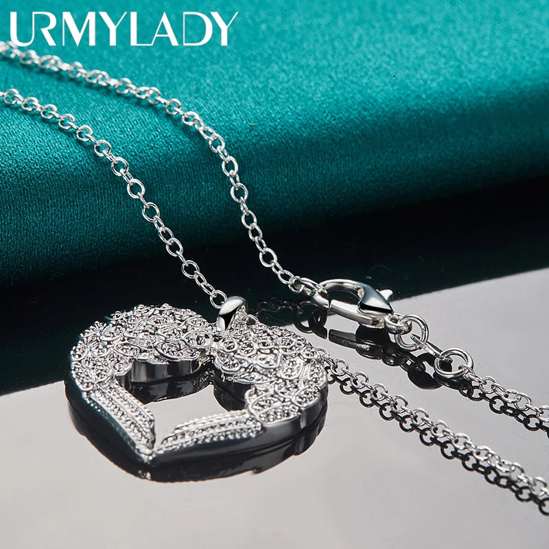 URMYLADY 925 Sterling Silver Love Heart 16-30 Inch Pendant Necklace For Women Wedding Party Charm Jewelry