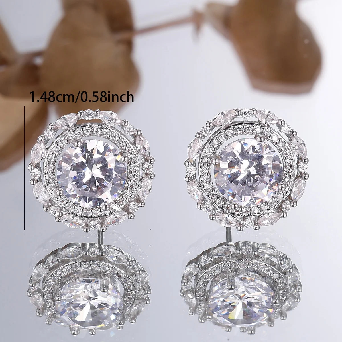 Small Round White Rainbow Zircon Stone New Stud Earrings For Charm Women Silver Color Wedding Jewelry Earring Mother's Day Gifts