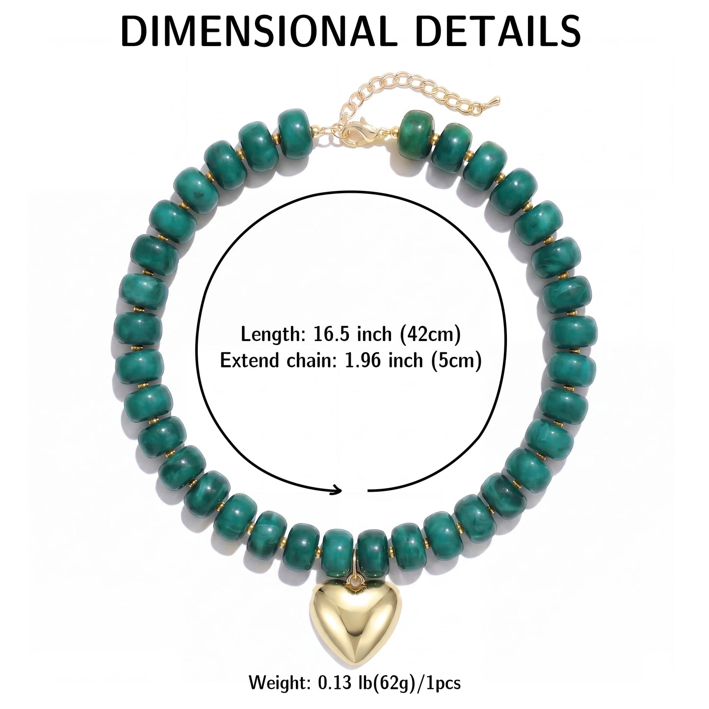 Badu Bohemia Colorful Acrylic Beaded Choker Necklace for  Women 14K Gold Plated Heart Pendant Summer Aesthetic Y2K Jewelry Gift