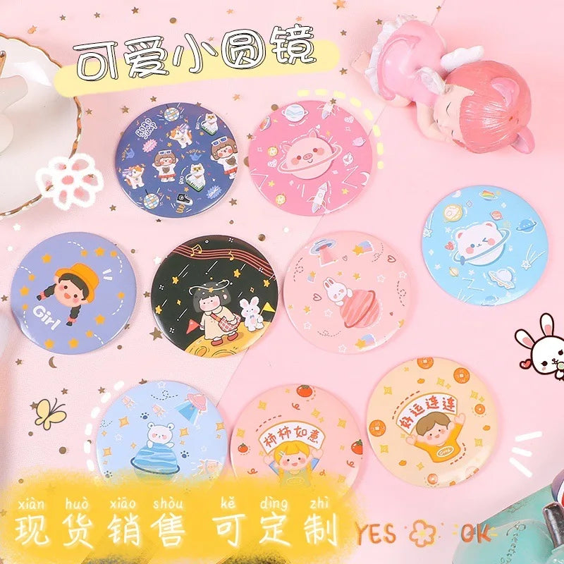 30 Pcs Cartoon Flower Cosmetic Mirror / Sweet Women Makeup Pocket Mini Portable /Nice Party Christmas Gift