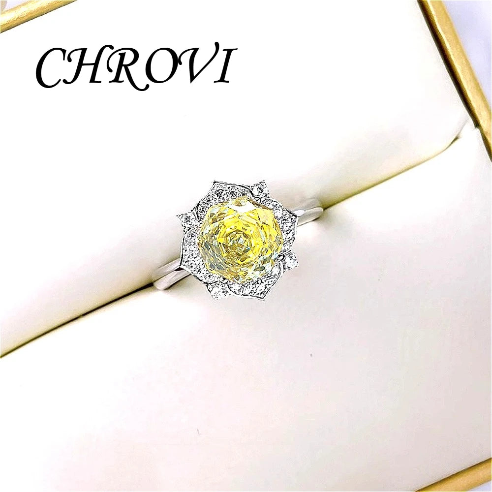 Luxury-Style 925 Sterling Silver Rose Diamond Flower Necklace Pendant Earring Ring Women's Set