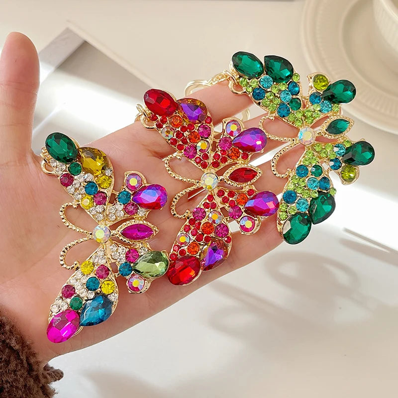EASYA 2024 New Butterfly Keychain Collection Rhinestone Crystal Inlaid Car Pendant Handicrafts