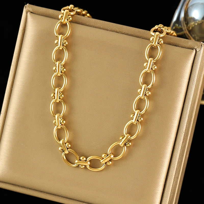 EILIECK 316L Stainless Steel Chains Necklace Choker For Women Trendy Gold Color Collar Neck Chain Waterproof Jewelry Lady Gift