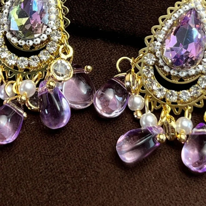 NISHIZAWA Tassels Crystal Earrings for Women Vintage Chinese Style Fashion Jewelry Elegant Exquisite Banquets Pendientes Mujer