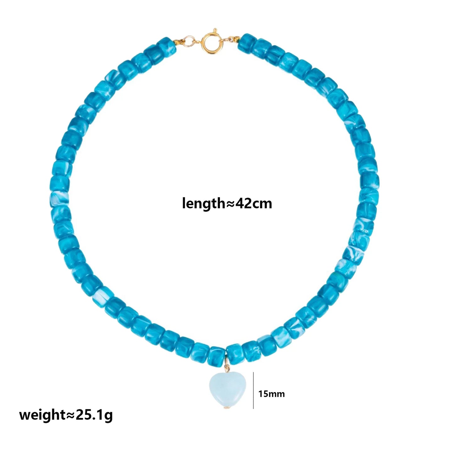 2026 European and American niche heart resin necklace handmade beaded fashion classic barrel bead DIY clavicle chain gift