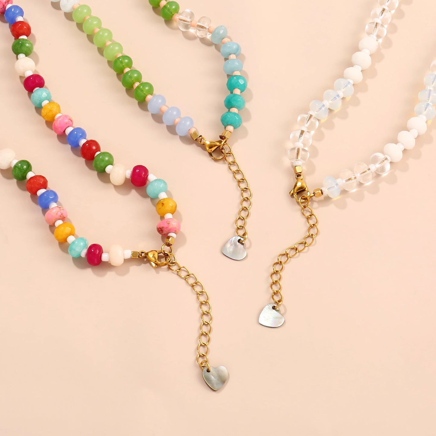 Badu Colorful Natural Stone Beads Necklaces for Women Bohomian Gemstone Beaded Choker Summer Beach Trendy Boho Jewelry Gift
