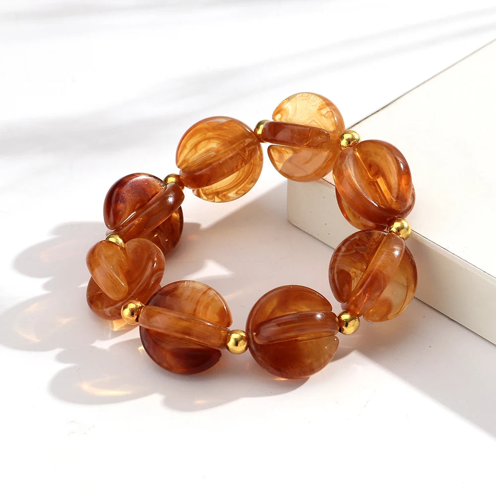 Fashion Colorful Geometric Round Beaded Elastic Bracelets for Women Boho Acrylic Geometry Stretch Bracelet 2026 New Jewelry