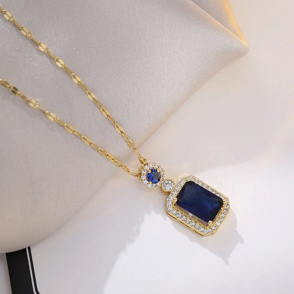 Green Crystal Jewelry Set for Women Square Rhinestone Necklace / Earrings / Rings Fashion Jewelry For Lady New Year Gift 2026