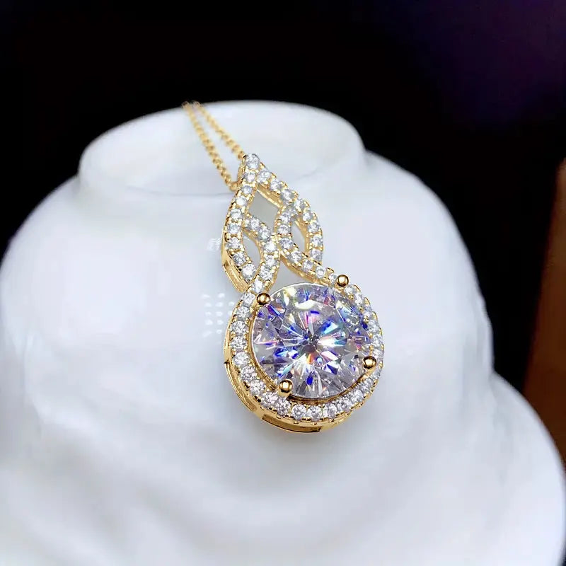 OXTAO D Color Moissanite Infinity Pendant Necklace Women Real 925 Sterling Silver Engagement Luxury Gourd Shape Jewelry