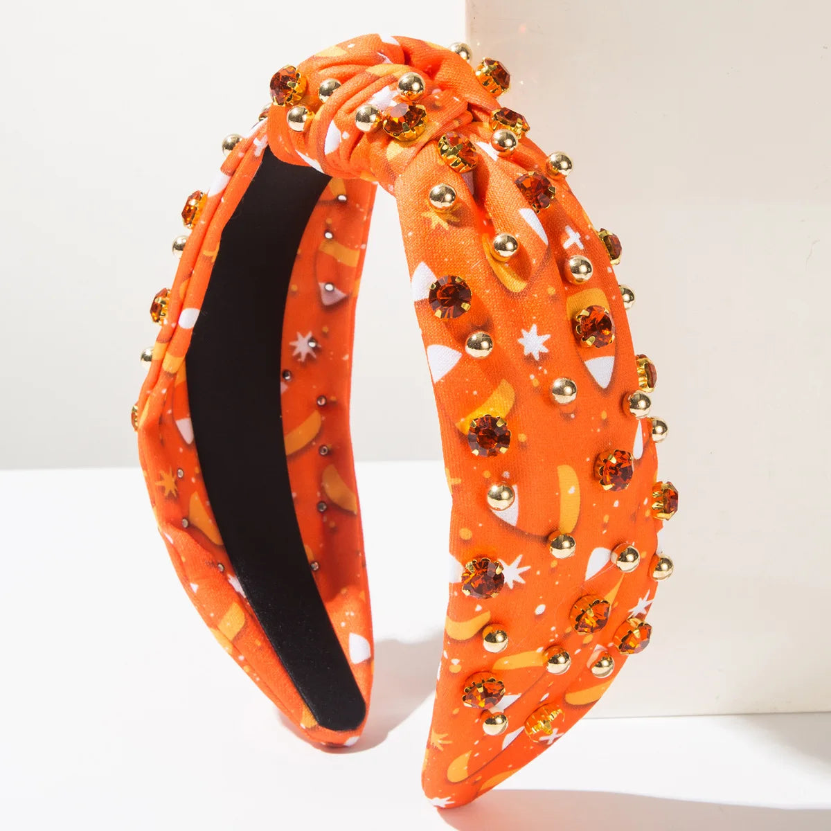 Popular Halloween Headbands For Women, Korean Fabric Knotted High Skull Headband, Pearl Rhinestone Headband Wholesale