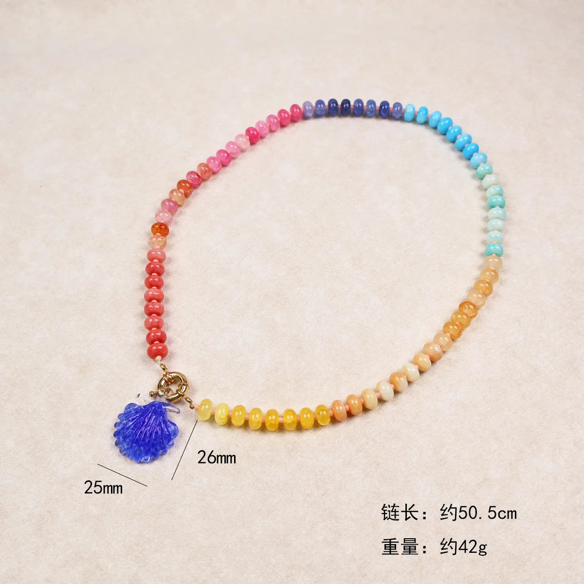 Handmade Colorful Glass Beaded Flower Neckalce Stainless Steel Geometric Natural Stone Pendant Choker Summer Beach Jewelry Gift